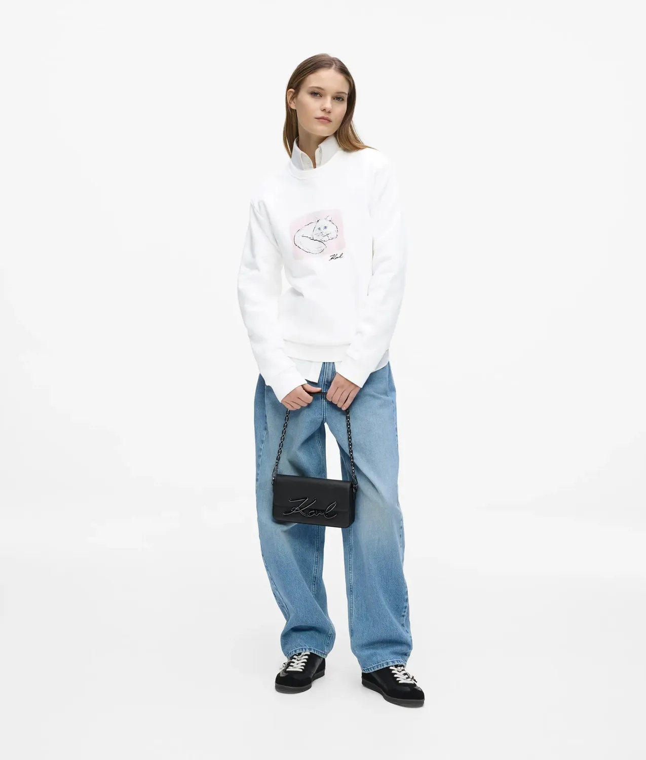 Karl Lagerfeld Illustrated Portrait Sweatshirt Baumwolle