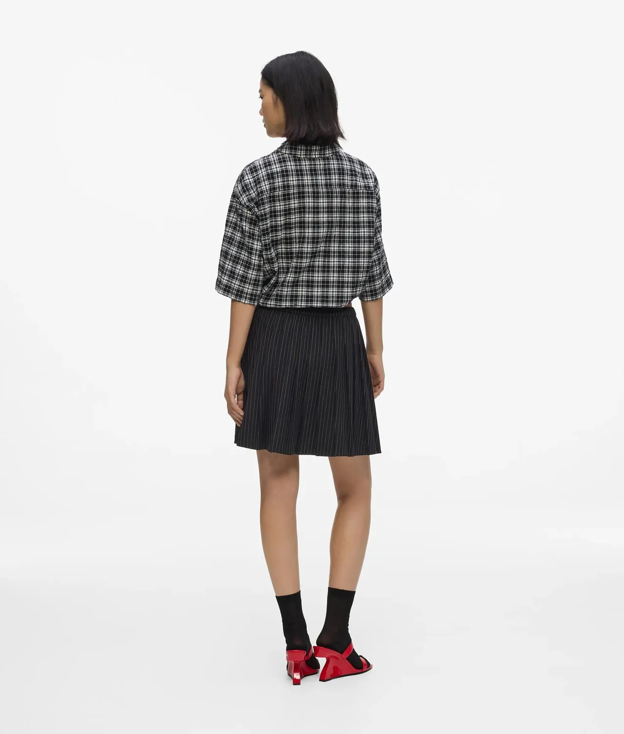 Karl Lagerfeld KL Jeans Plissee Minirock Nadelstreifen