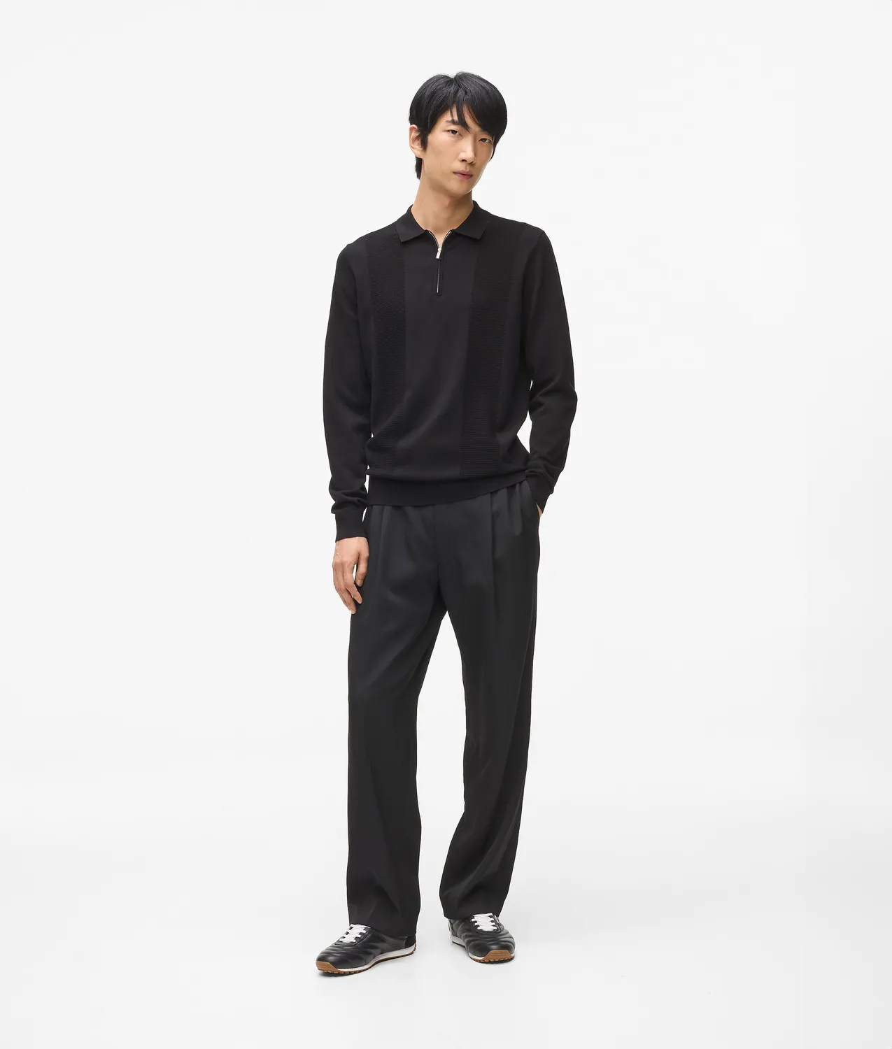 Karl Lagerfeld Zip-up Polo Langarm Metall-Reißverschluss Herren