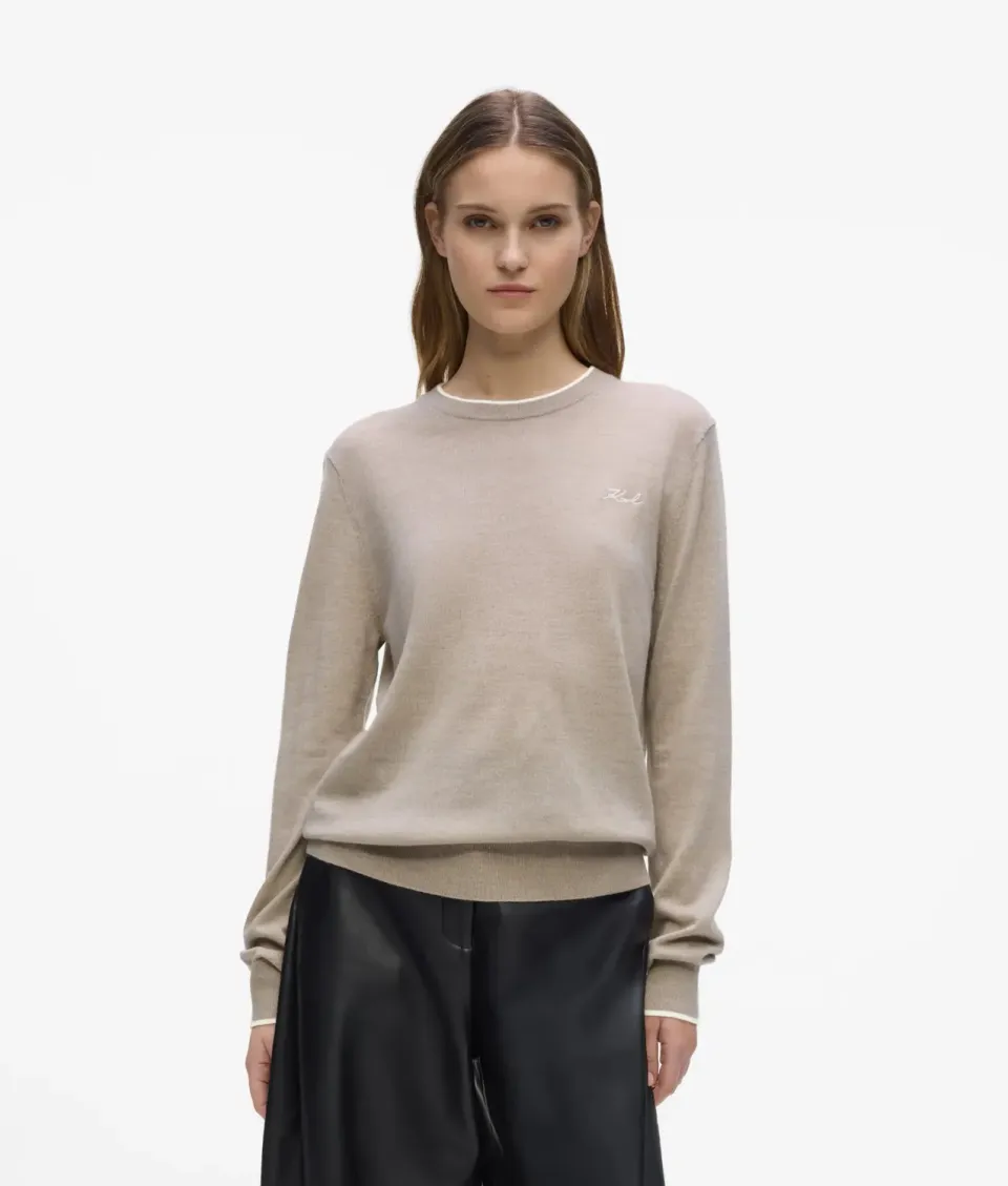 Karl Lagerfeld Merino Pullover Rundhals Wollpullover