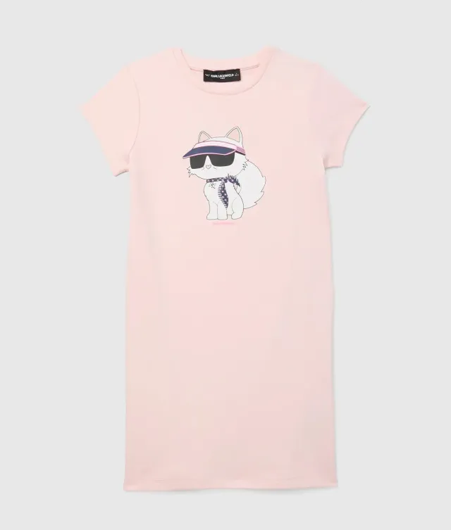 Karl Lagerfeld Girls Ikon Choupette T-Shirt Kleid Metallic