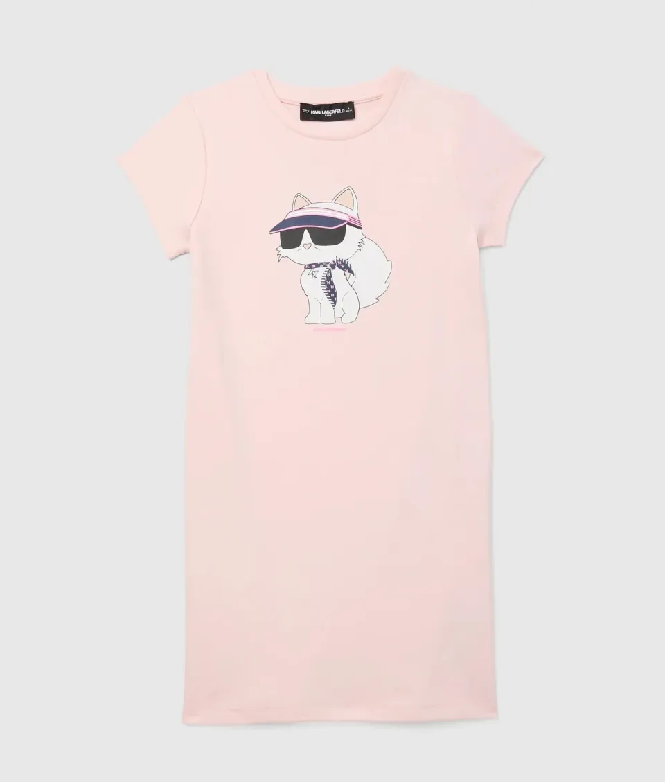 Karl Lagerfeld Girls Ikon Choupette T-Shirt Kleid Metallic