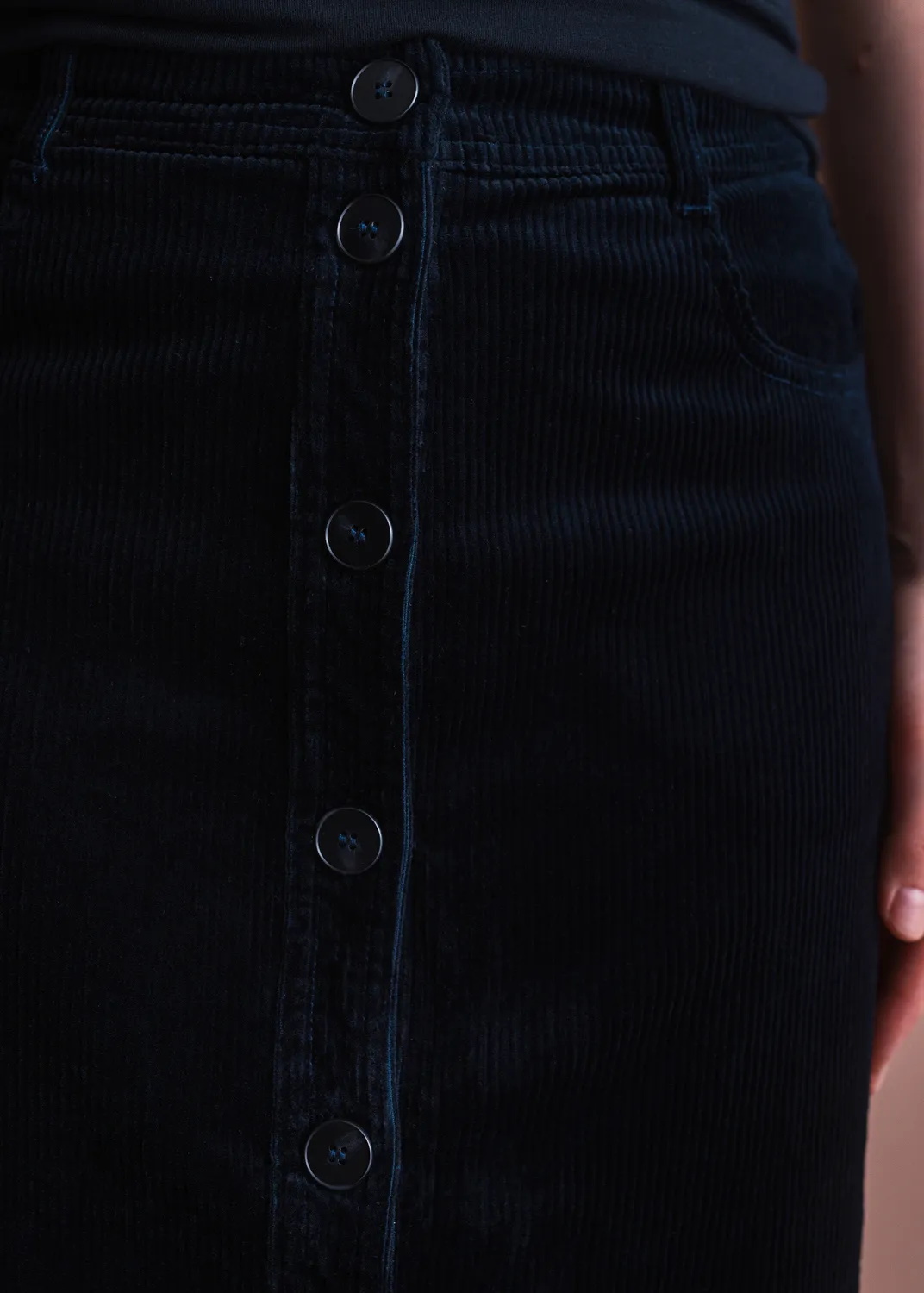 Senatex Cordrock mit Knopfleiste Rock Navy kbA-Baumwolle