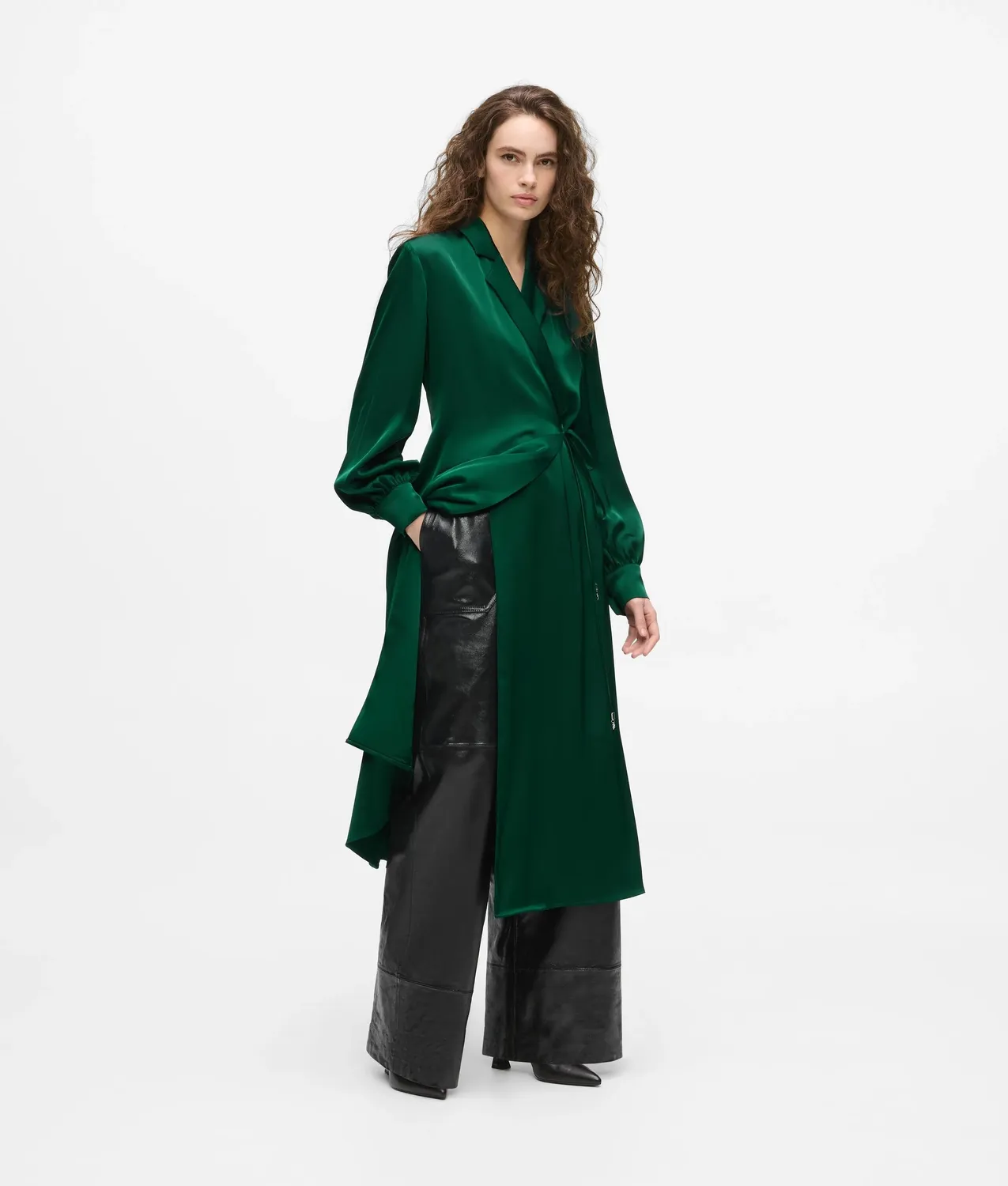 Karl Lagerfeld Satin Wrap Wickelkleid mit Bindegürtel