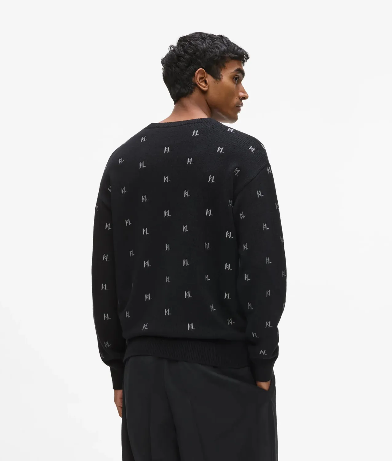 Karl Lagerfeld Monogram Strickpullover Kontrastmuster