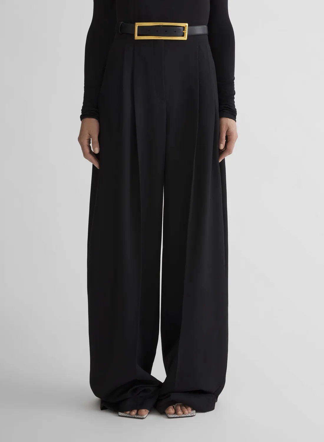 Mugler Wide Pleated Trousers Stoffhose Schwarz