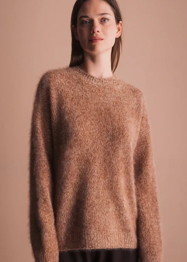 Senatex Rundhals Pullover Hazelnut reine Merinowolle