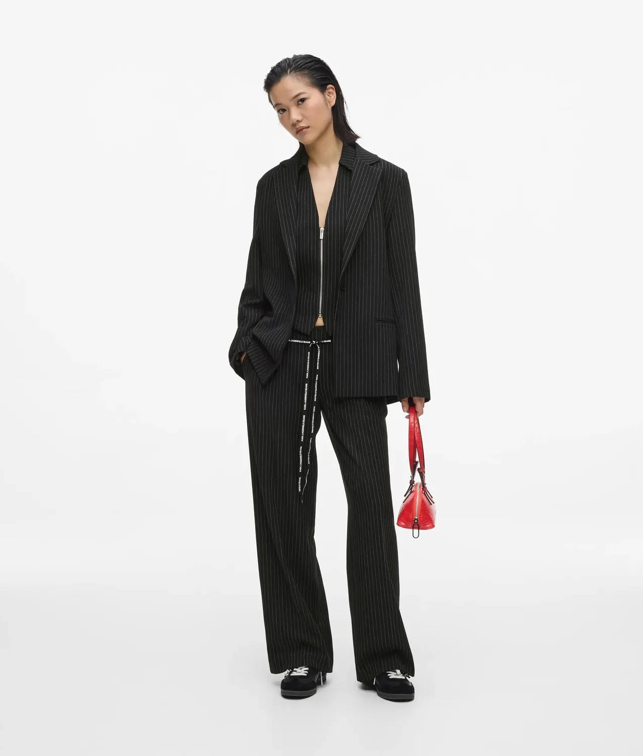 Karl Lagerfeld Nadelstreifen Stoffhose Mid-Rise Bügel Falte