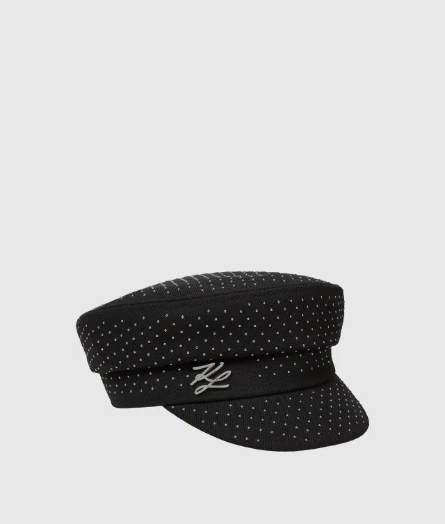 Karl Lagerfeld K/Autograph Studded Captain Cap Nieten schwarz
