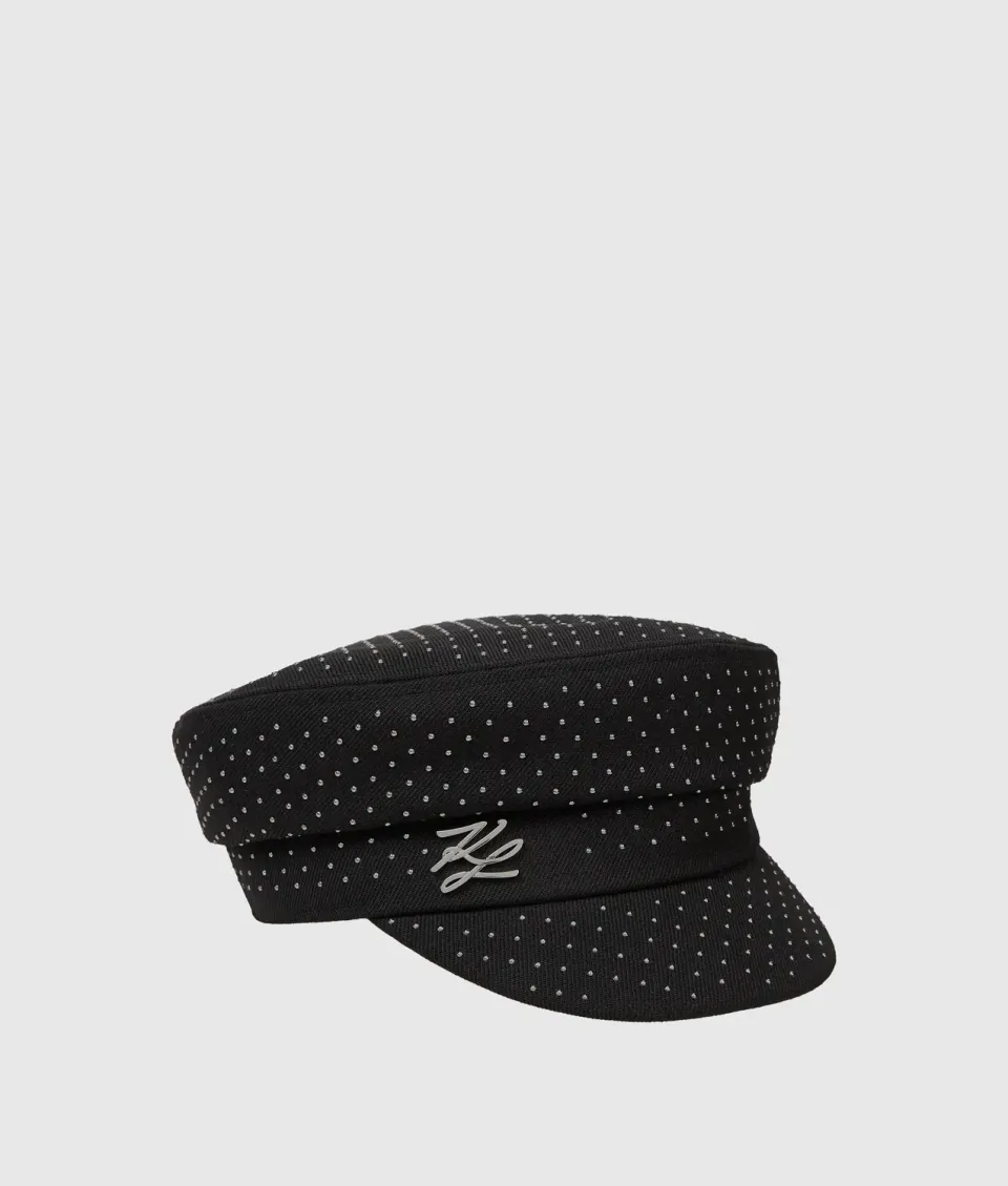 Karl Lagerfeld K/Autograph Studded Captain Cap Nieten schwarz