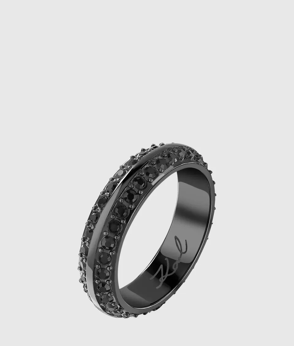 Karl Lagerfeld Gunmetal Crystal Ring Größe 12-18