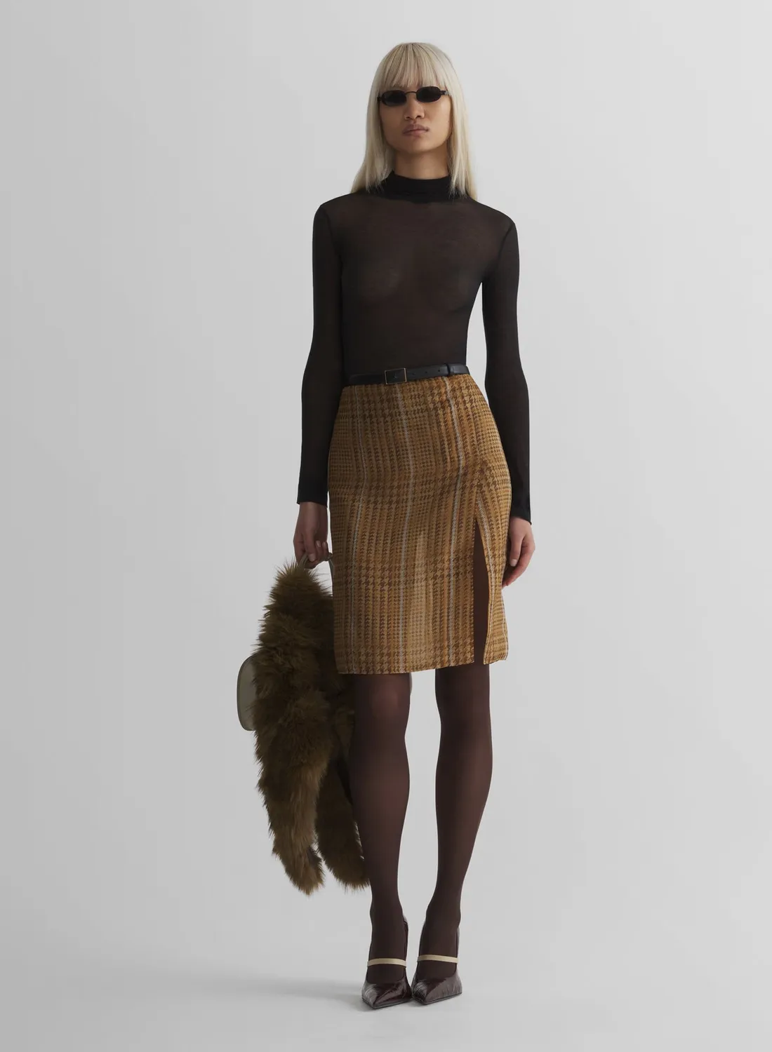 Mugler Turtleneck Second-Skin Top schwarz