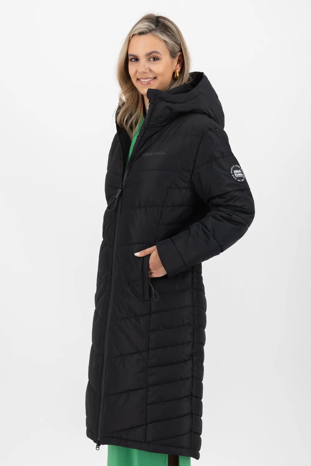Alife & Kickin VedaAK A Parka Schwarz Stepp lang