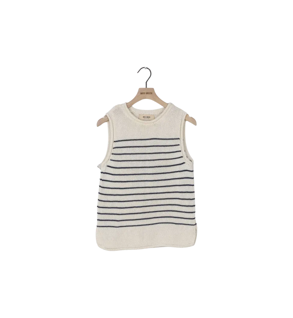 Mos Mosh MMAubin SL Stripe Stricktop Ecru GOTS