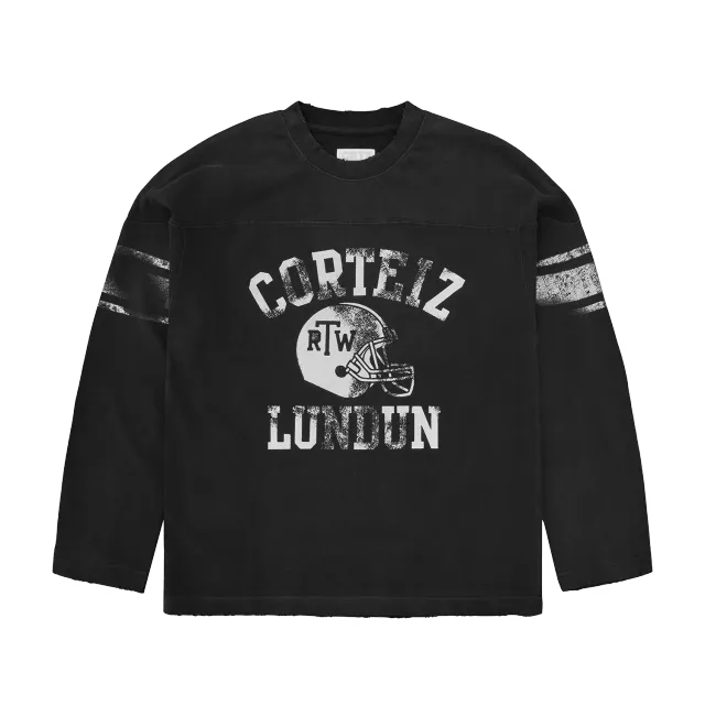 Corteiz Gridiron LS Jersey Schwarz Glitzer Baumwolle