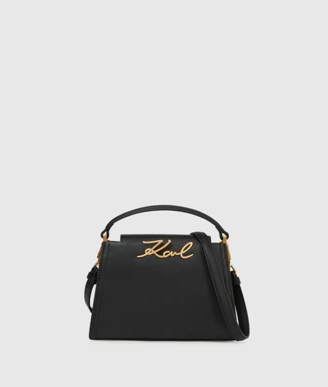 Karl Lagerfeld K/Signature Mini-Henkeltasche Leder schwarz