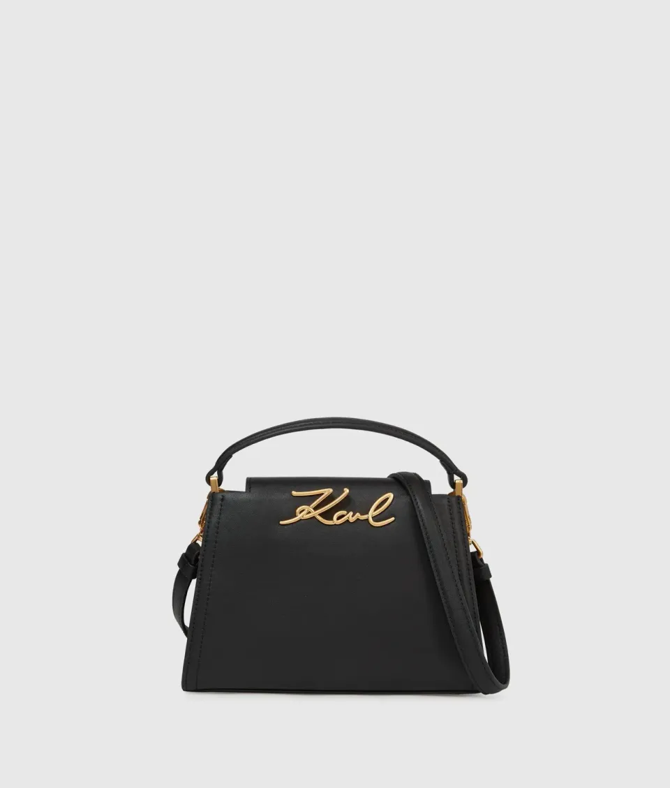 Karl Lagerfeld K/Signature Mini-Henkeltasche Leder schwarz