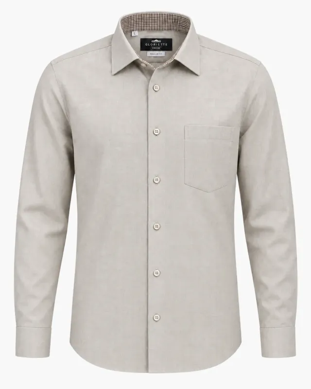 Gloriette Hemd Regular Fit Beige Karo Baumwolle