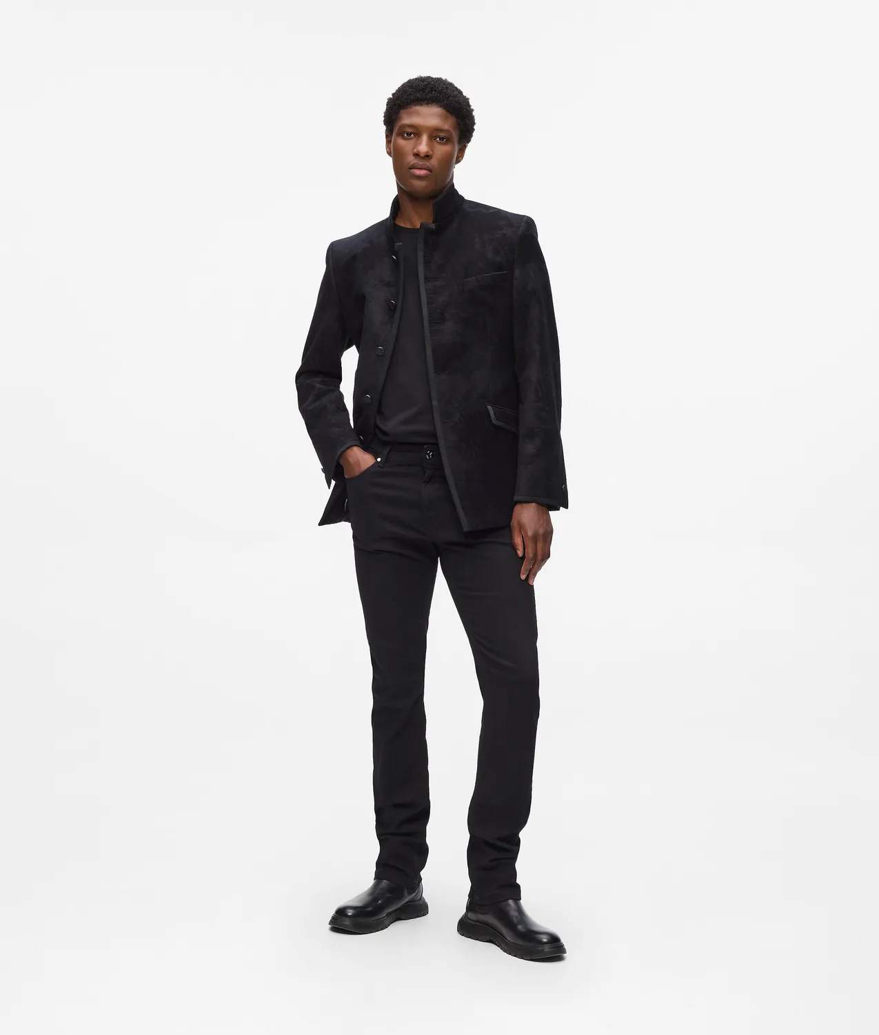 Karl Lagerfeld Blazer Stehkragen Einreihig Satinbesatz