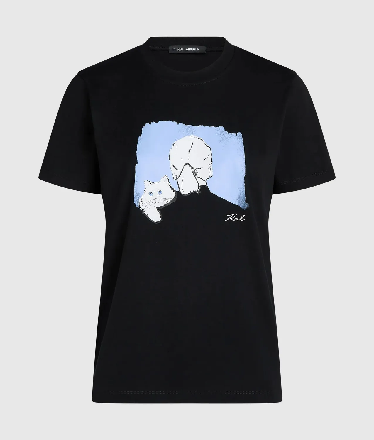 Karl Lagerfeld Illustrated Portrait T-Shirt Bio-Baumwolle