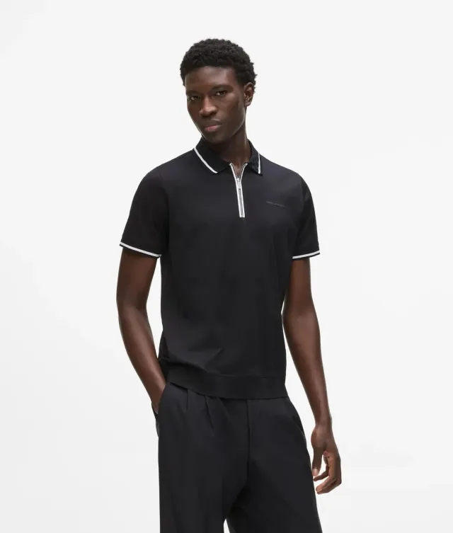 Karl Lagerfeld Contrast Piping Polo Shirt Herren Zip