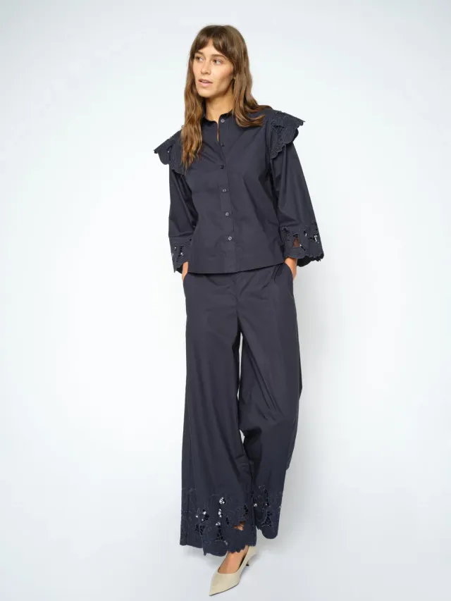 Mos Mosh MMHeime Broange Hose Salute Navy Bio-Baumwolle