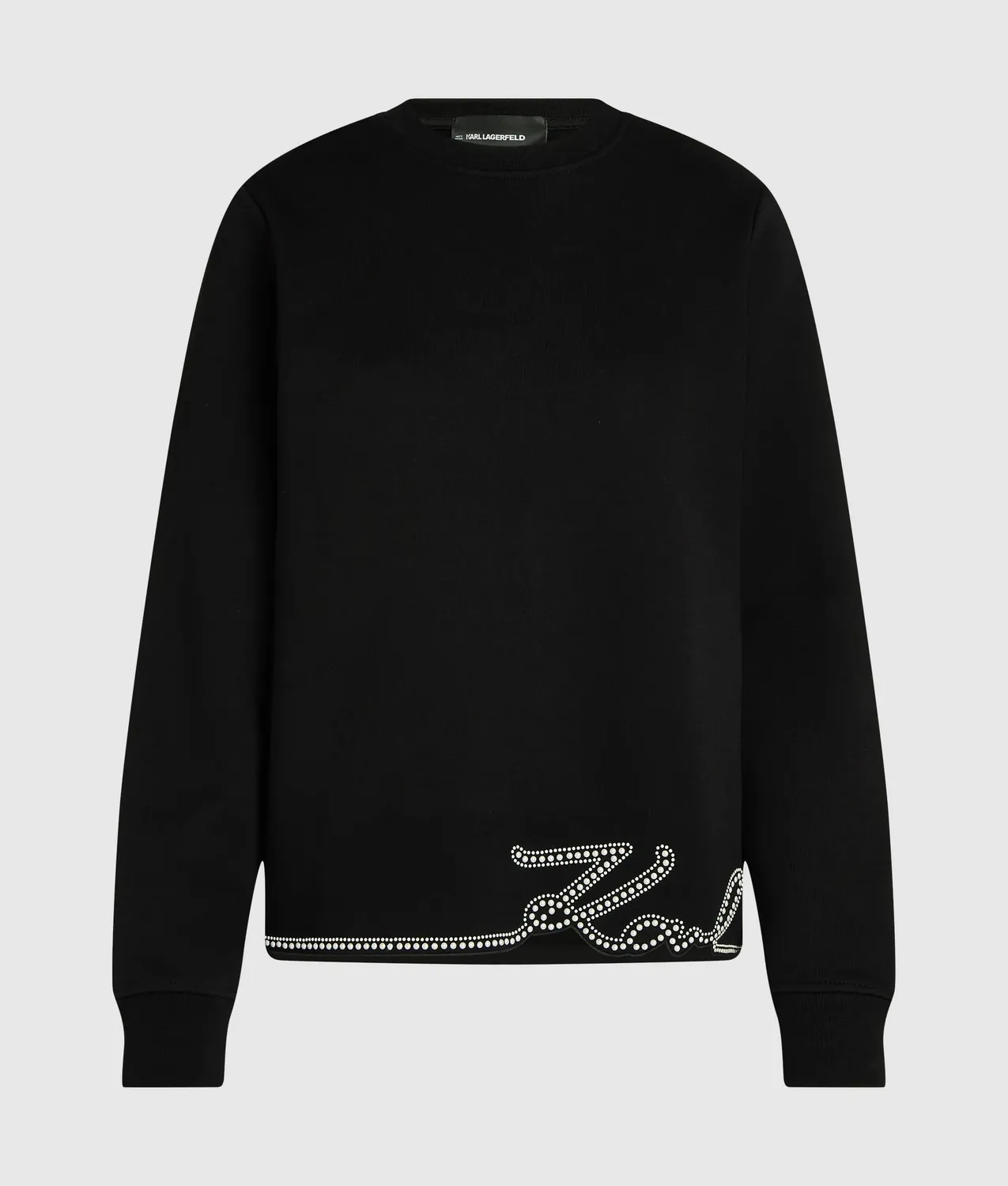 Karl Lagerfeld Signature Sweatshirt Perlen Saum Bio-Baumwolle