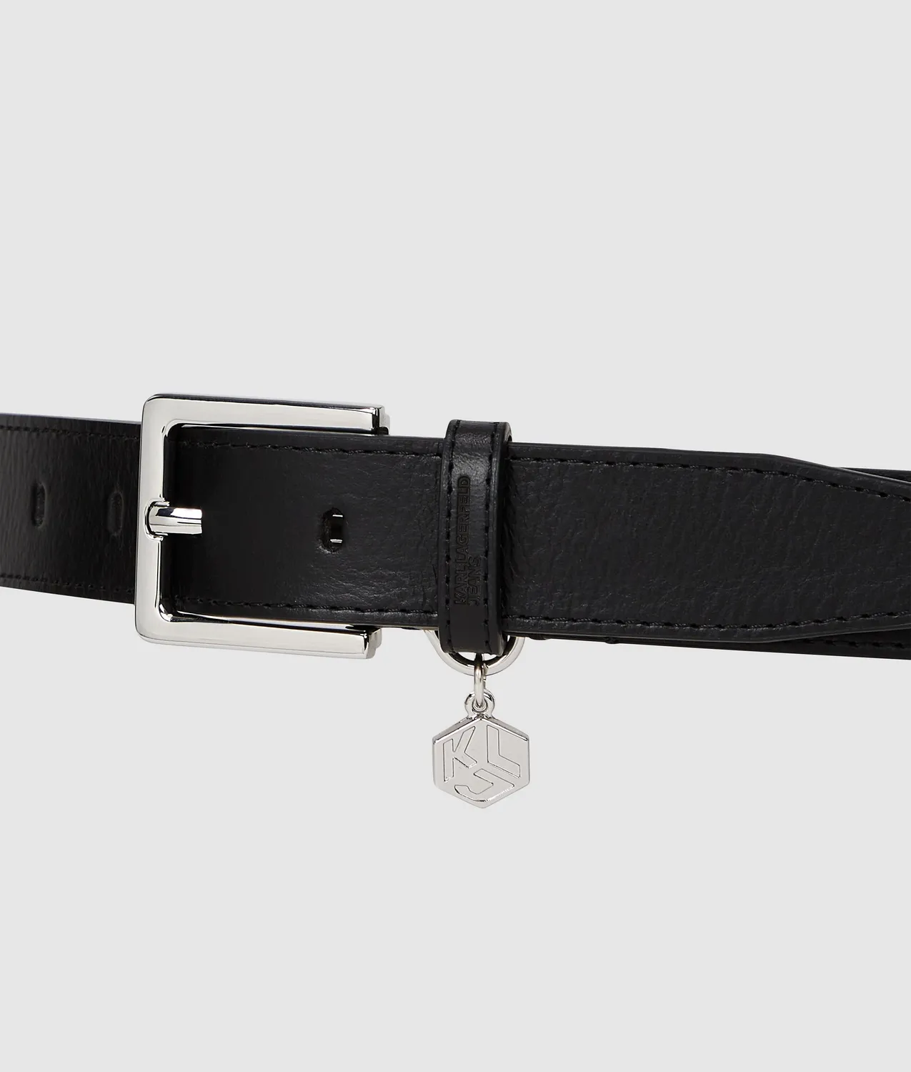 Karl Lagerfeld Logo Charm Gürtel Damen Echtleder Silber