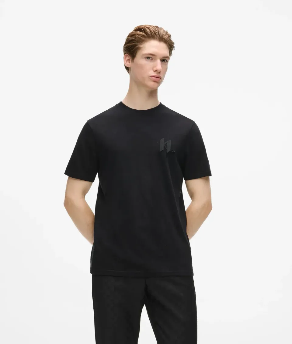 Karl Lagerfeld KL Monogram T-Shirt Wollmix gerader Schnitt