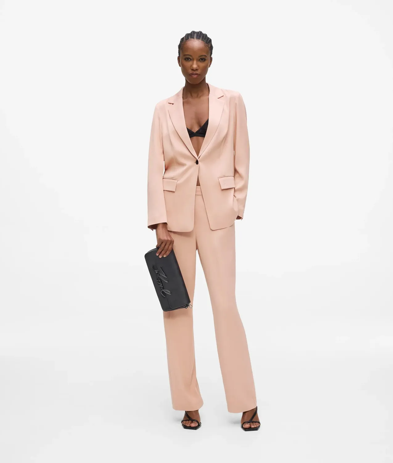 Karl Lagerfeld Satin-Blend Blazer einreihig Viskose