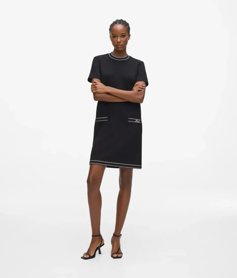 Karl Lagerfeld Piped T-Shirt-Kleid Viskose mit Paspel