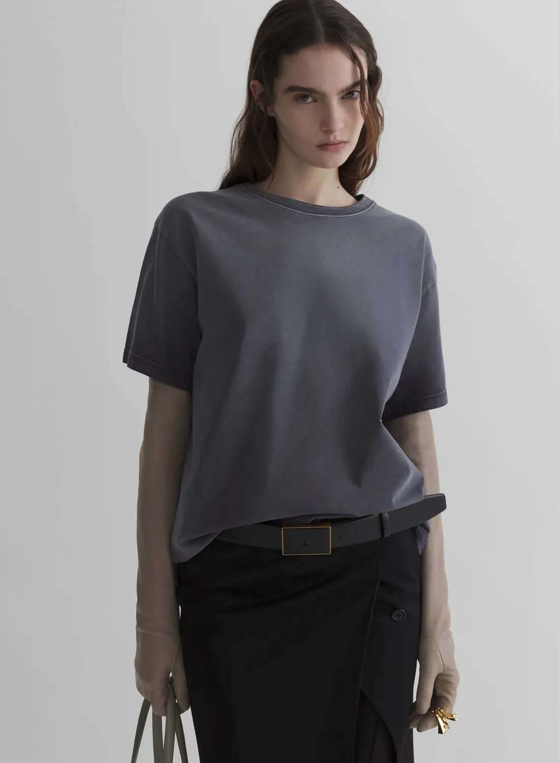 Mugler Logo T-Shirt khaki Kurzarm Relaxed