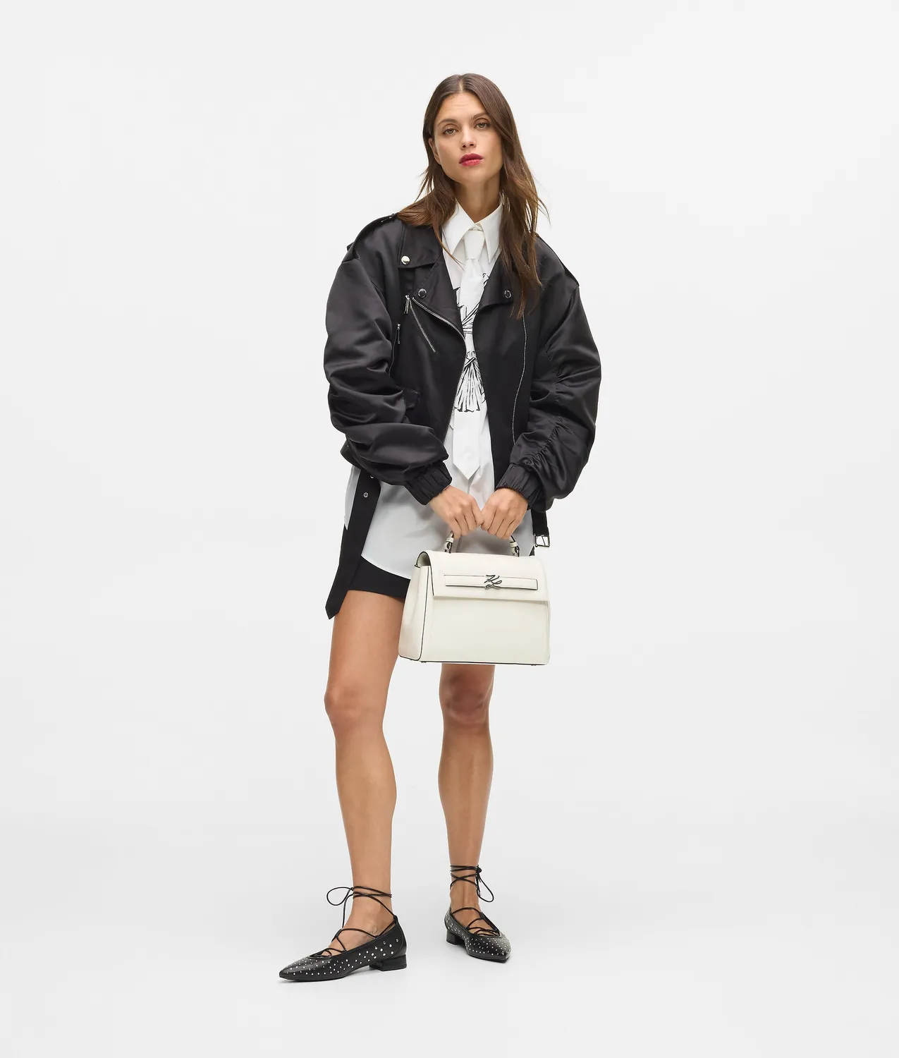 Karl Lagerfeld K/Autograph Top Handle Bag Leder schwarz