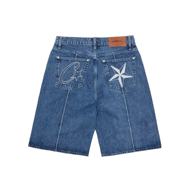 Corteiz C-Star Denim Shorts Midwash Baggy