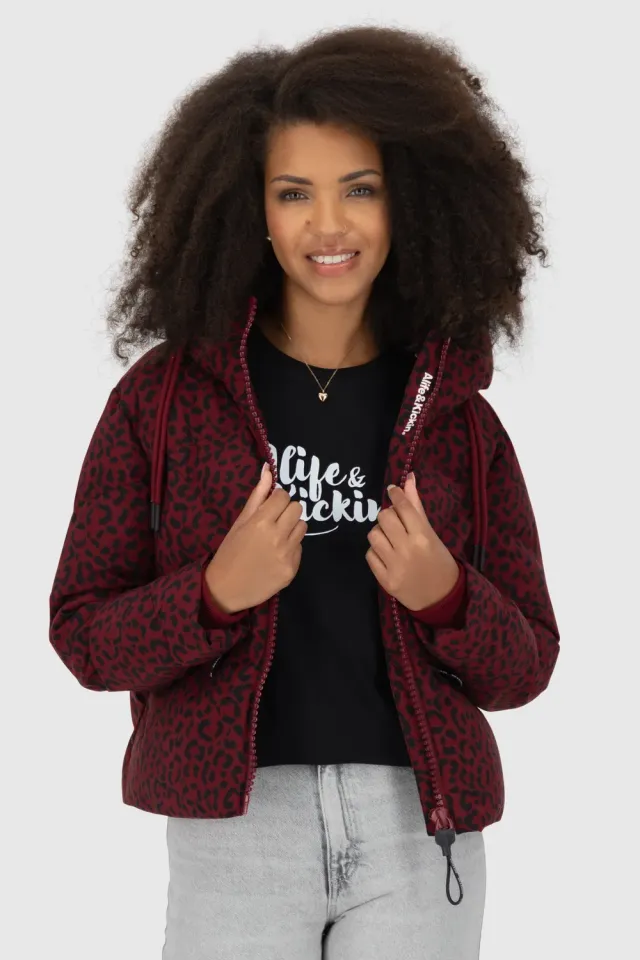 Alife & Kickin MurielAK B Pufferjacke Dunkelrot Animalprint