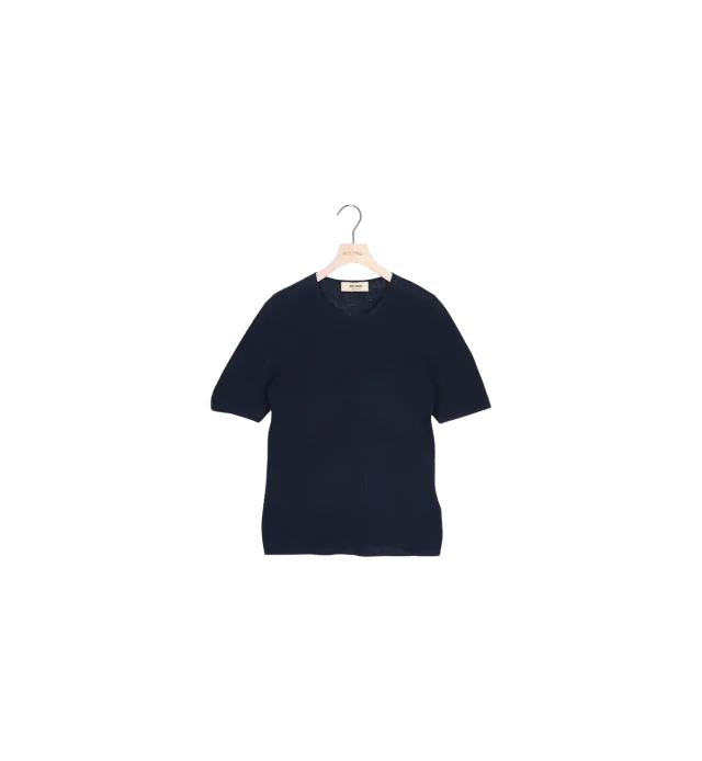Mos Mosh MMBouch Rib Kurzarm-Pullover L Navy Secondhand