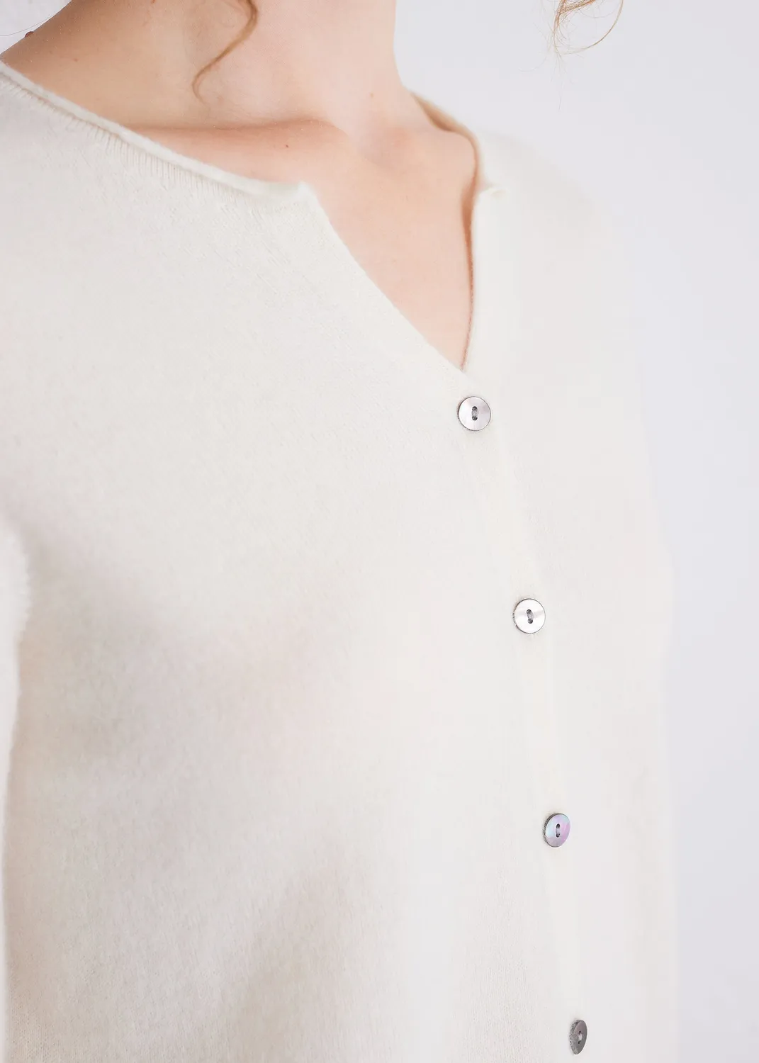 Senatex Kaschmir-Cardigan mit Knopfleiste Cream Kaschmir