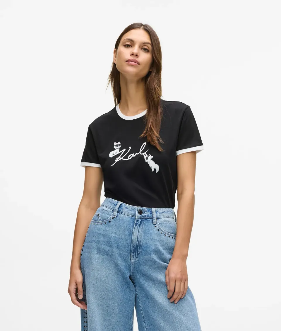 Karl Lagerfeld Ikon Choupette T-Shirt Bio-Baumwolle