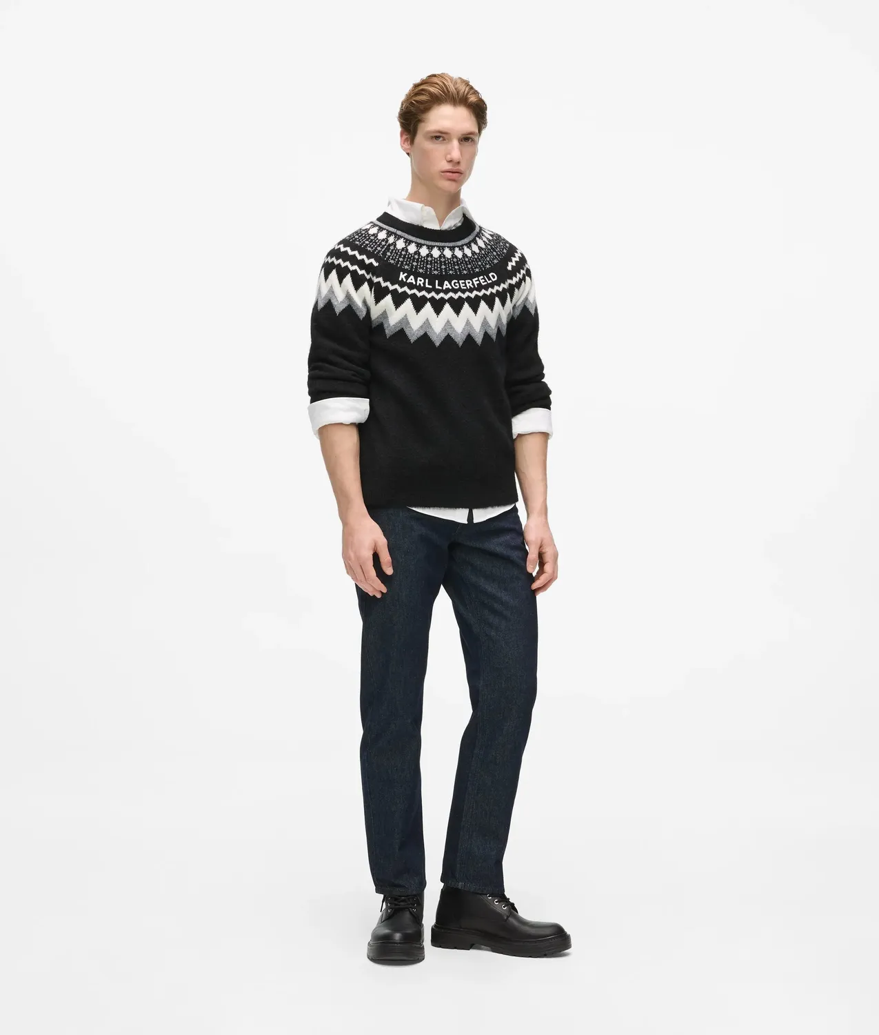 Karl Lagerfeld Fairisle Strickpullover Logo Crew-Neck