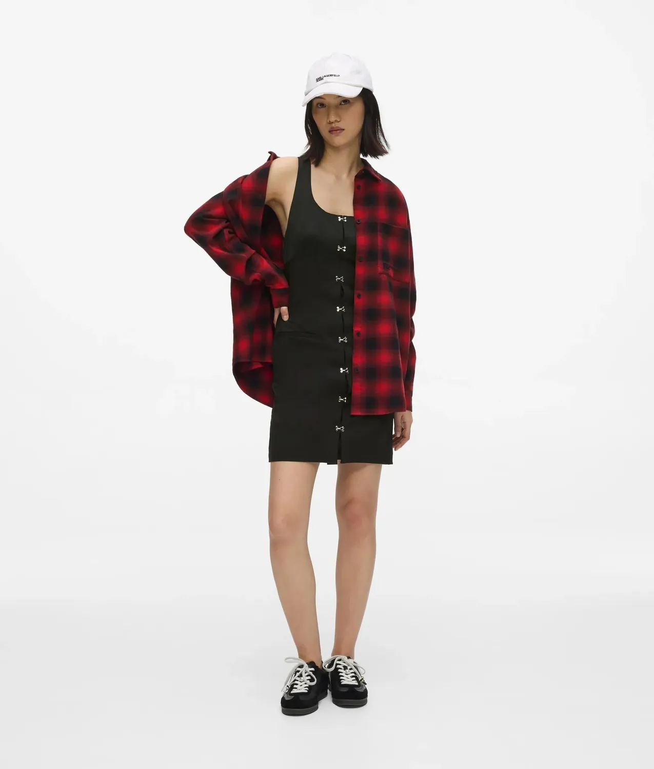 Karl Lagerfeld Satin Panel Kleid ärmellos Punk