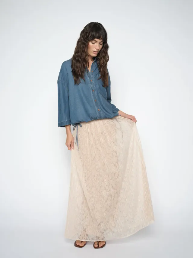 Mos Mosh MMJurnee Lace Pleat Rock Doeskin S Spitze