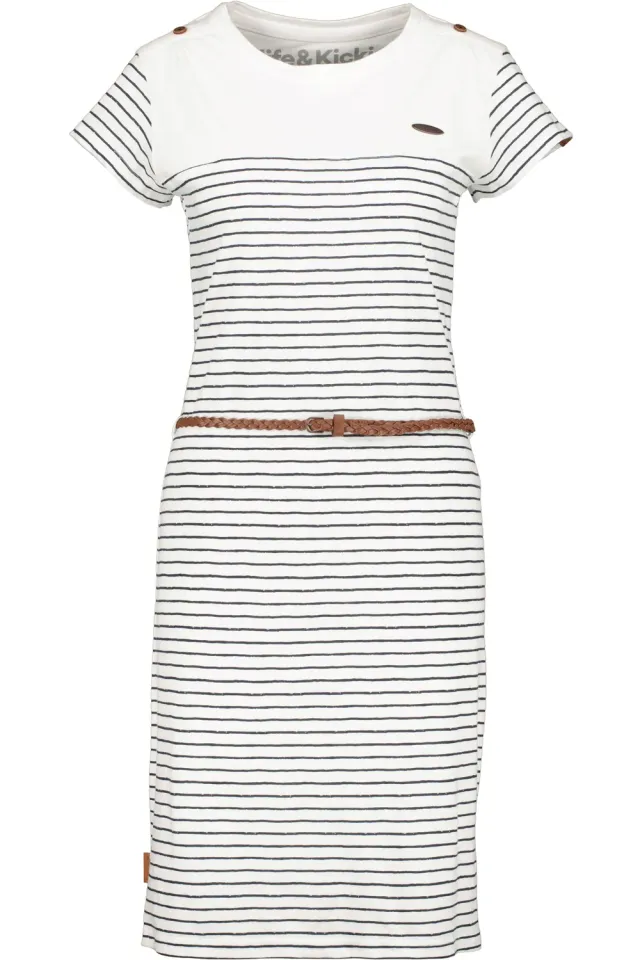 Alife & Kickin LeonieAK Kleid Weiß Geringelt Jersey