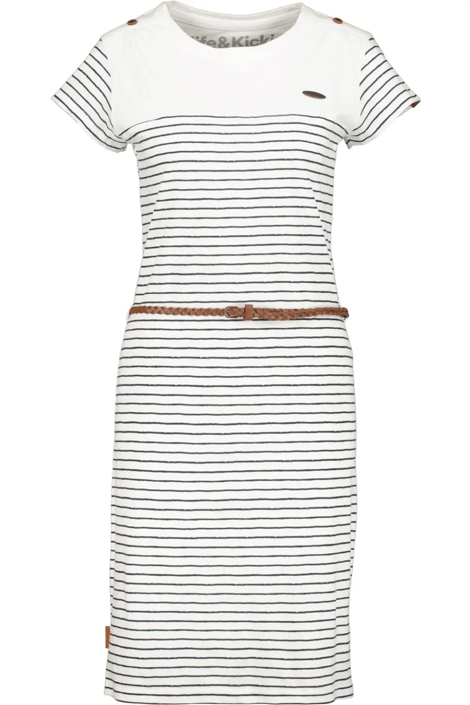 Alife & Kickin LeonieAK Kleid Weiß Geringelt Jersey
