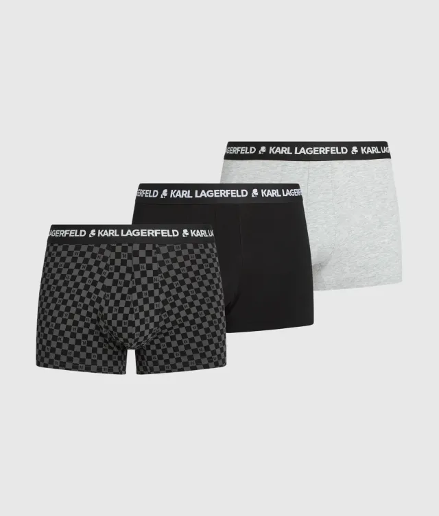 Karl Lagerfeld Monogram Trunks Boxershorts 3er Pack Karo