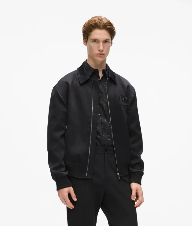 Karl Lagerfeld Monogram Satin Bomberjacke Strass