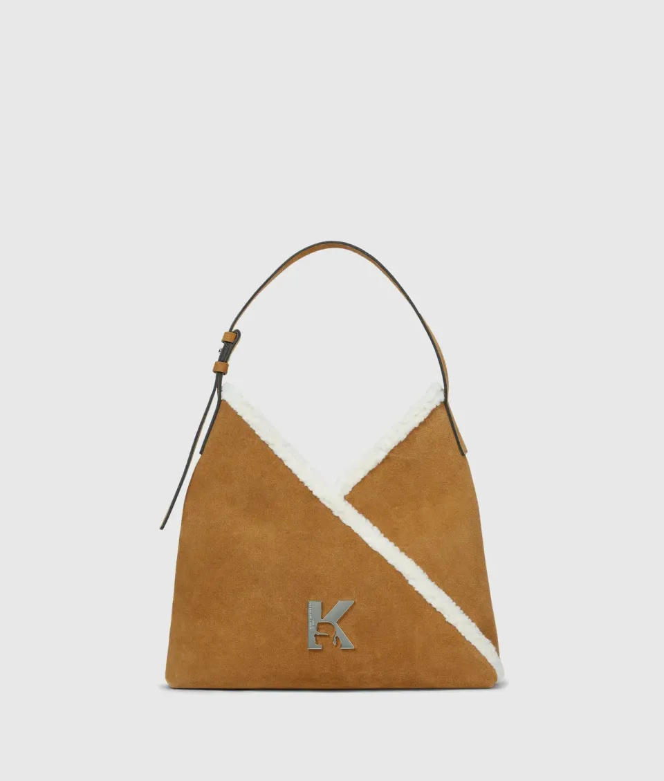 Karl Lagerfeld Geo Suede Kleine Tote Wildleder Beige