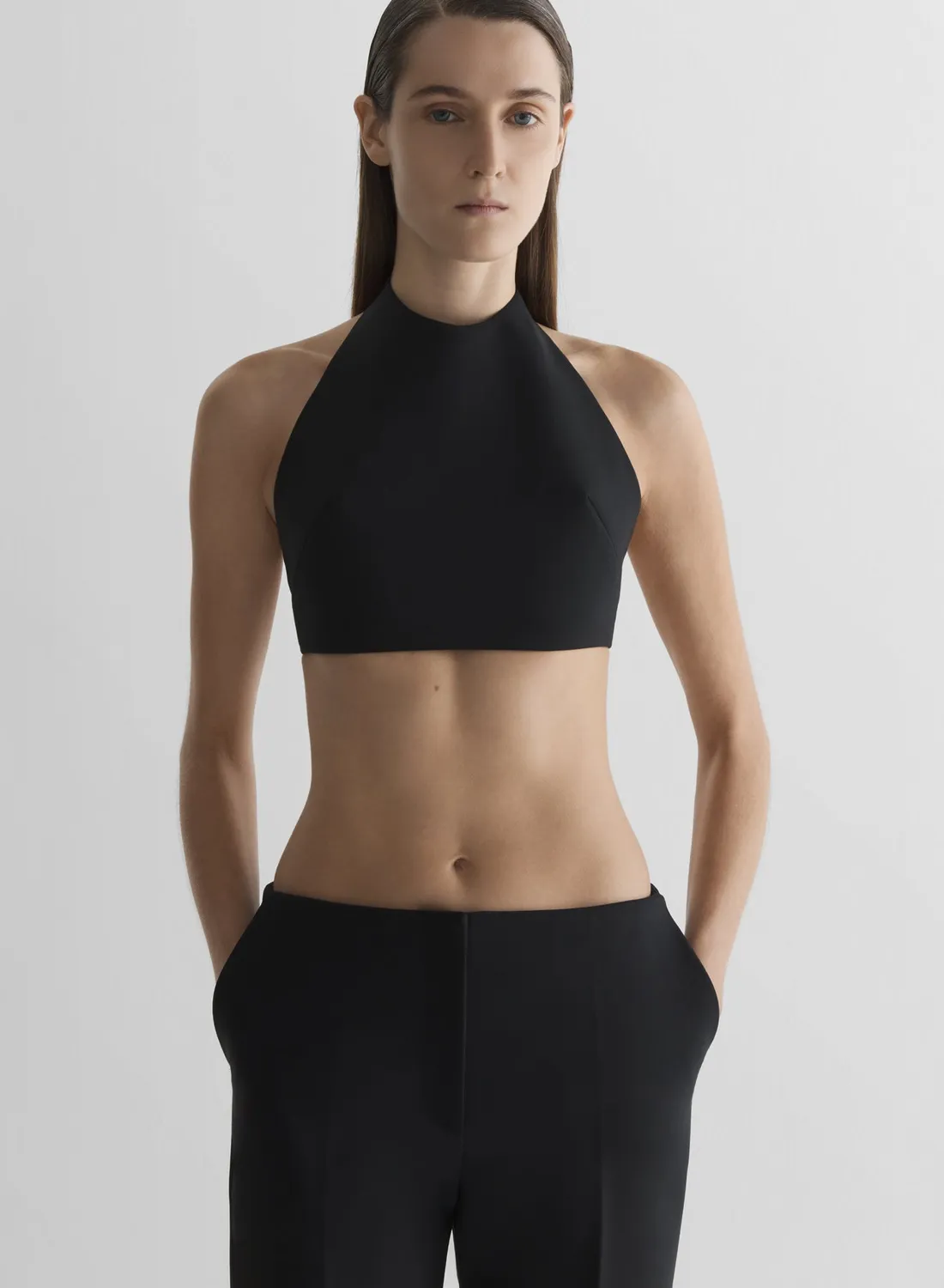 Mugler Cropped Tailored Top kurz Beige