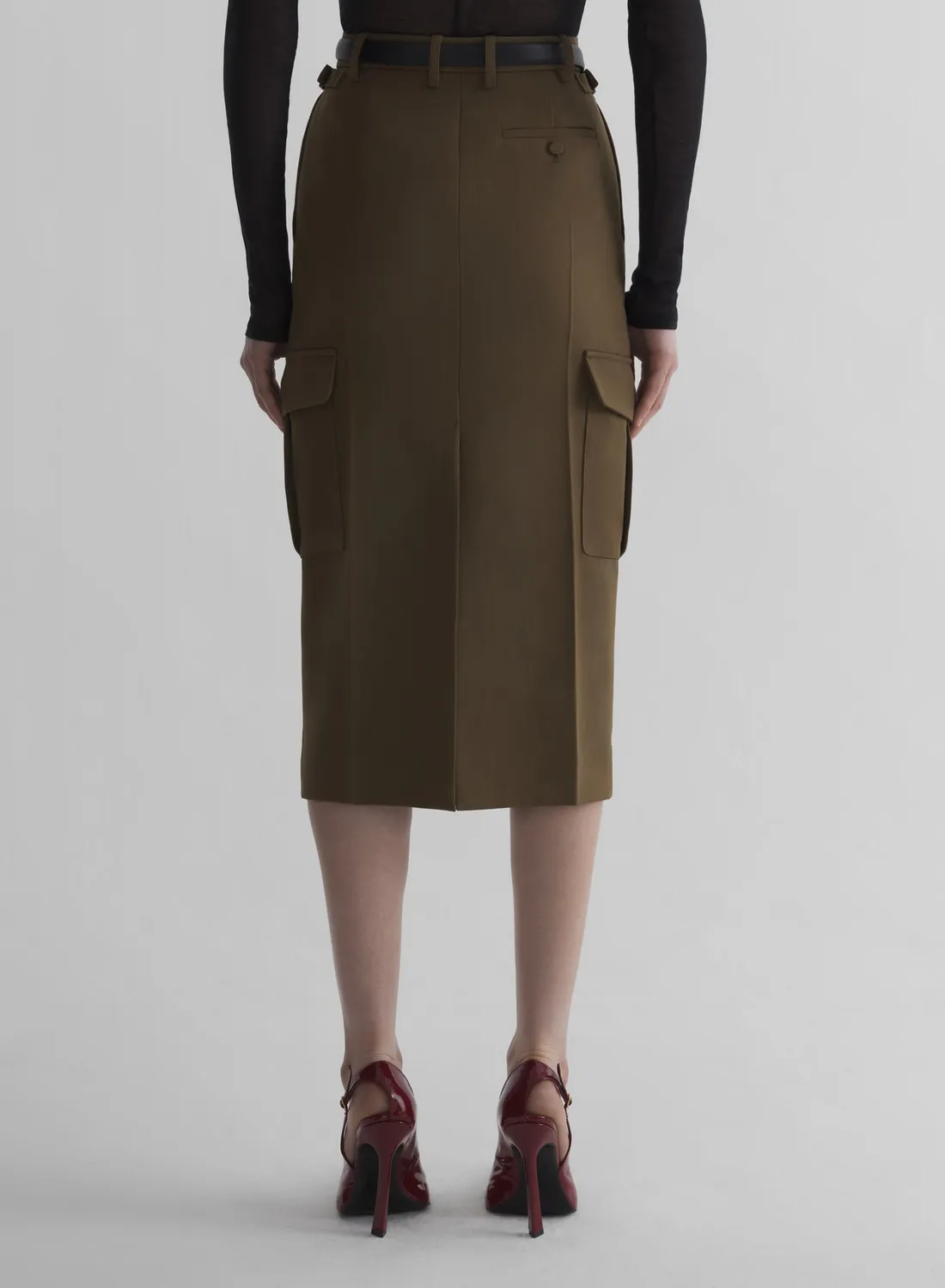 Mugler Cargo Rock Khaki Midi Satin Gr.34-46