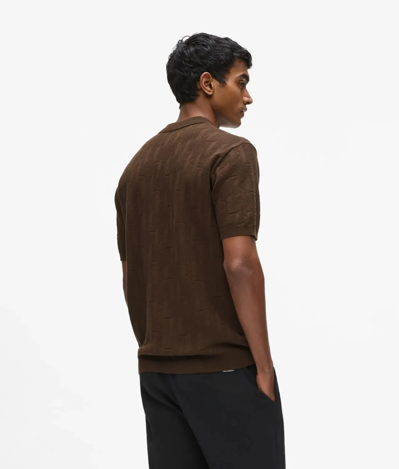 Karl Lagerfeld Monogram Zip Polohemd Jacquard