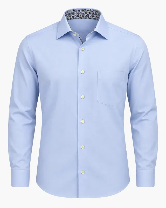 Gloriette Regular Fit Hemd Hellblau Blumenmuster Iron Free